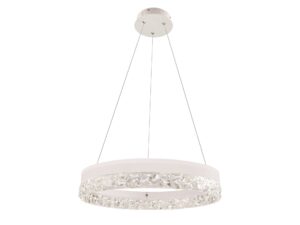 Miniaturka 9 - Biała lampa wisząca LED Celatia z dekoracyjnym kryształowym pierścieniem