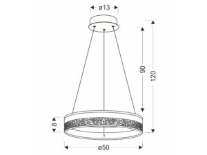 Miniaturka 8 - Rysunek wymiarowy lampy Celatia Ø50 cm, wysokość 120 cm