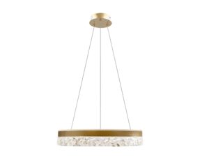 Miniaturka 4 - Złota lampa wisząca LED Celatia z fasetowanym pierścieniem
