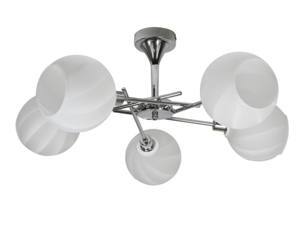 Lampa wisząca Celavio 5-punktowa chrom i białe szkło