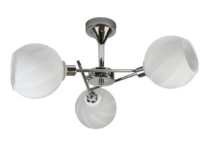 Miniaturka 2 - Lampa Celavio chromowana z trzema białymi szklanymi kloszami