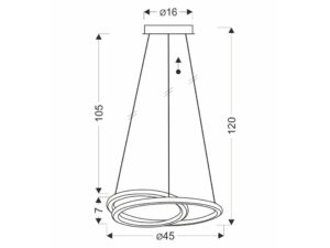 Miniaturka 2 - Lampa wisząca Celeda rysunek wymiarów zawieszenia