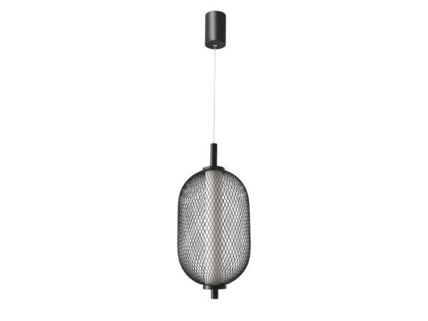 Lampa wisząca Celenia z czarnym ażurowym kloszem i białym dyfuzorem LED