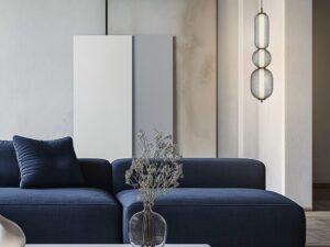 Miniaturka 4 - Lampa wisząca Celenia czarna LED zawieszona obok kanapy