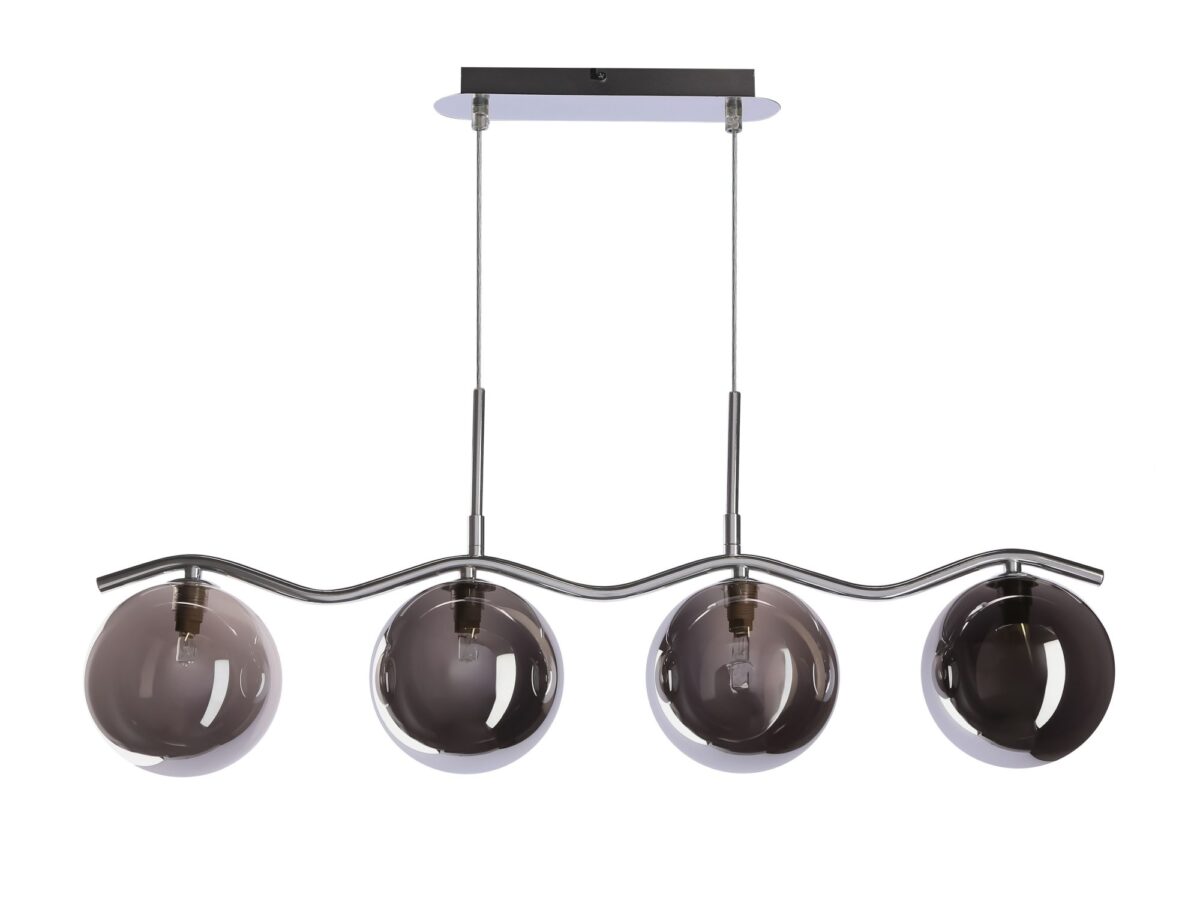 Lampa wisząca Celetino chrom z 4 kulami grafitowymi