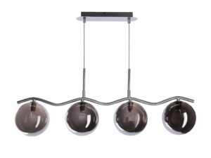 Miniaturka 2 - Lampa wisząca Celetino chromowana z czterema grafitowymi szklanymi kulami