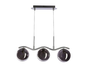 Miniaturka 2 - Lampa wisząca Celetino z chromowaną falistą belką i trzema grafitowymi kulami