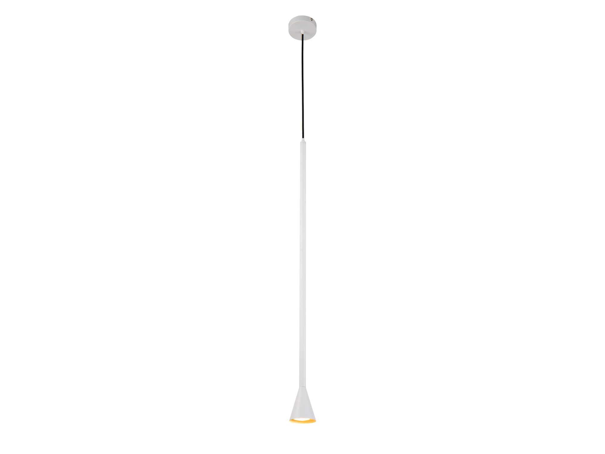 Biała lampa wisząca Celidano z długim metalowym kloszem