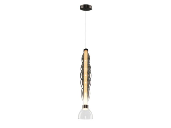 Lampa wisząca Celitira 18 W, klosz ze szkła przydymionego na białym tle