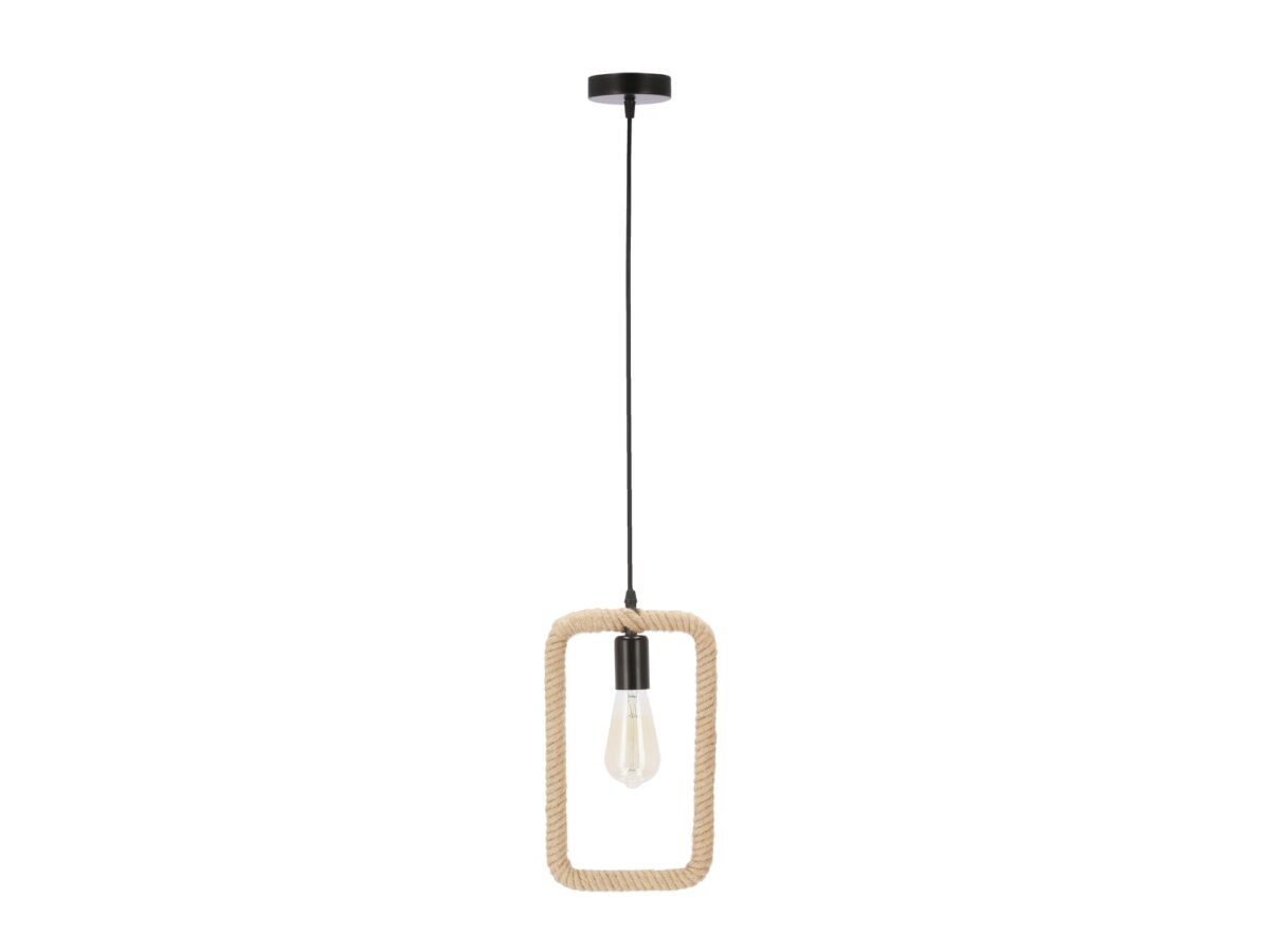 Lampa wisząca Celodira z beżowym oplotem i czarnym zawieszeniem
