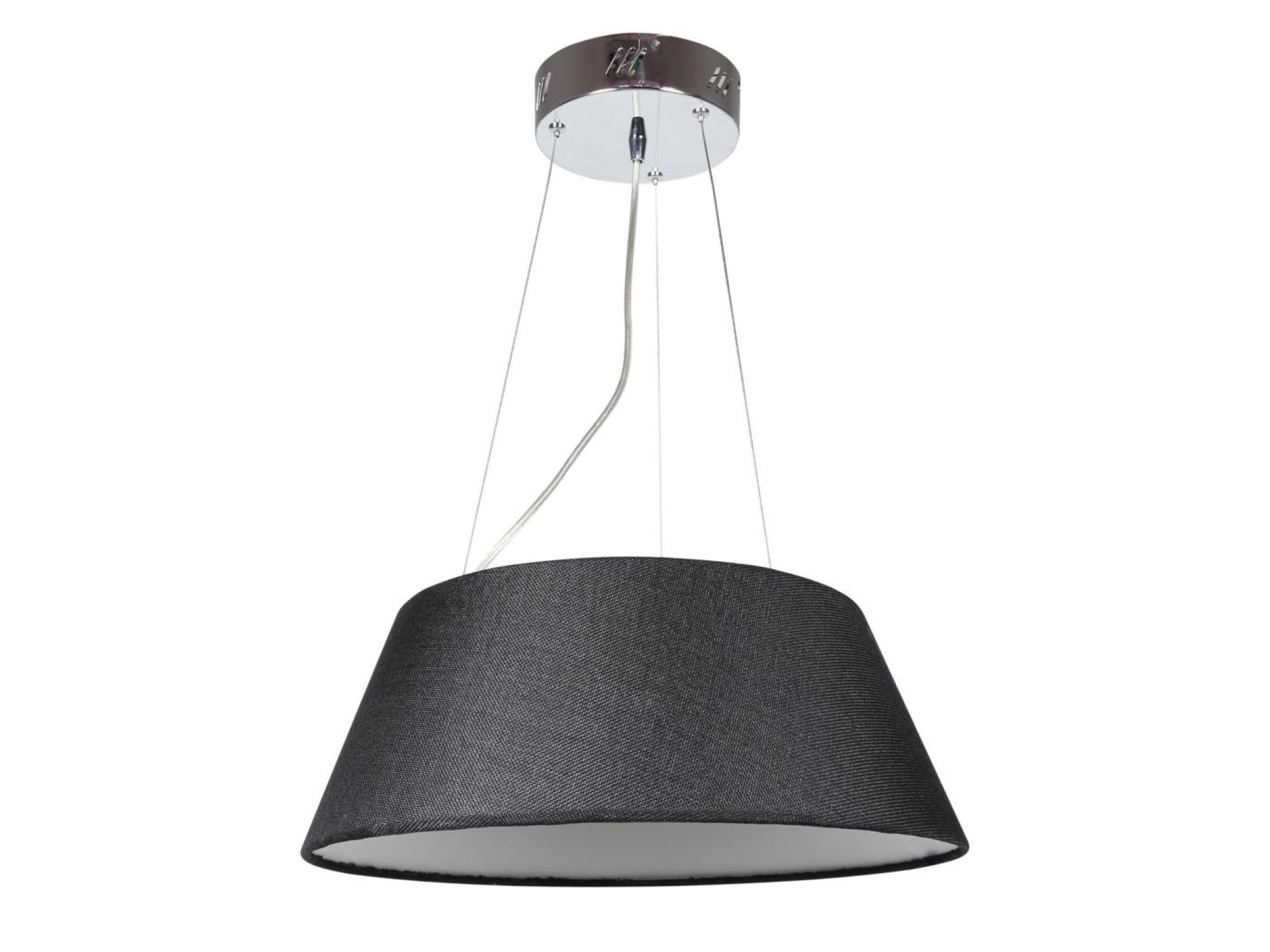Czarna okrągła lampa wisząca Celomela LED 19 W z tkaninowym abażurem
