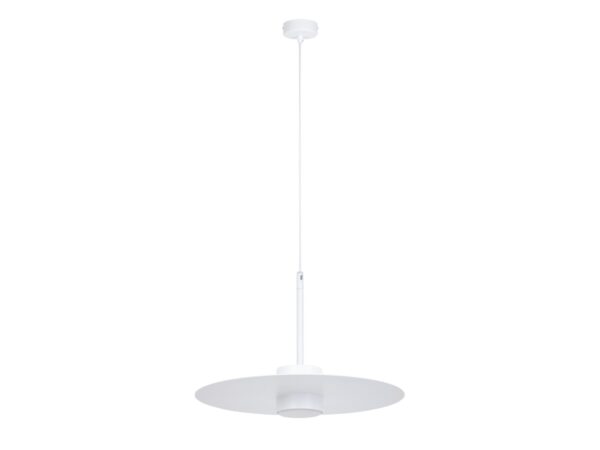 Lampa wisząca Charlie L biała z okrągłym metalowym kloszem, cała oprawa