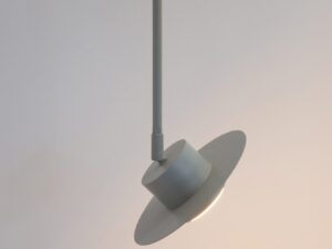 Miniaturka 2 - Szaro-beżowa lampa wisząca Charlie M z włączonym światłem