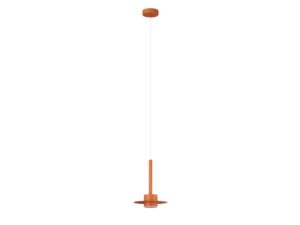 Miniaturka 5 - Ceglana lampa wisząca Charlie S z metalowym talerzowym kloszem, pełny widok.