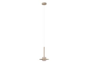 Miniaturka 3 - Lampa wisząca Charlie S w kolorze ciepły beż z metalowym płaskim kloszem.