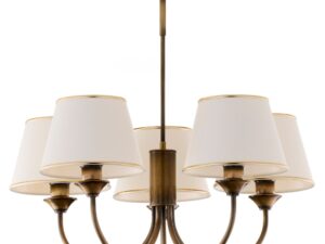 Miniaturka 1 - Classic 2133 antyczny mosiądz, lampa wisząca pięć białych abażurów, cała oprawa