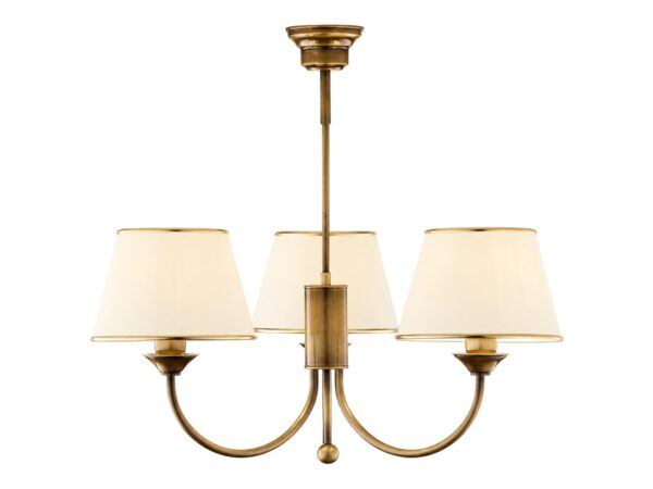 Lampa wisząca Classic 3-punktowa z abażurami, antyczny mosiądz na białym tle