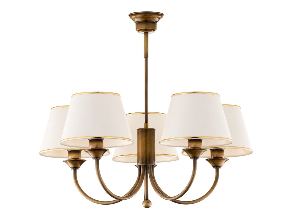 Lampa wisząca Classic 5-punktowa, antyczny mosiądz