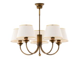 Miniaturka 9 - Lampa wisząca Classic 5-punktowa, antyczny mosiądz na białym tle