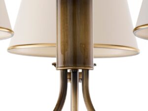 Miniaturka 6 - Lampa wisząca Classic centralny trzon i wygięte metalowe ramiona w kolorze antycznego mosiądzu
