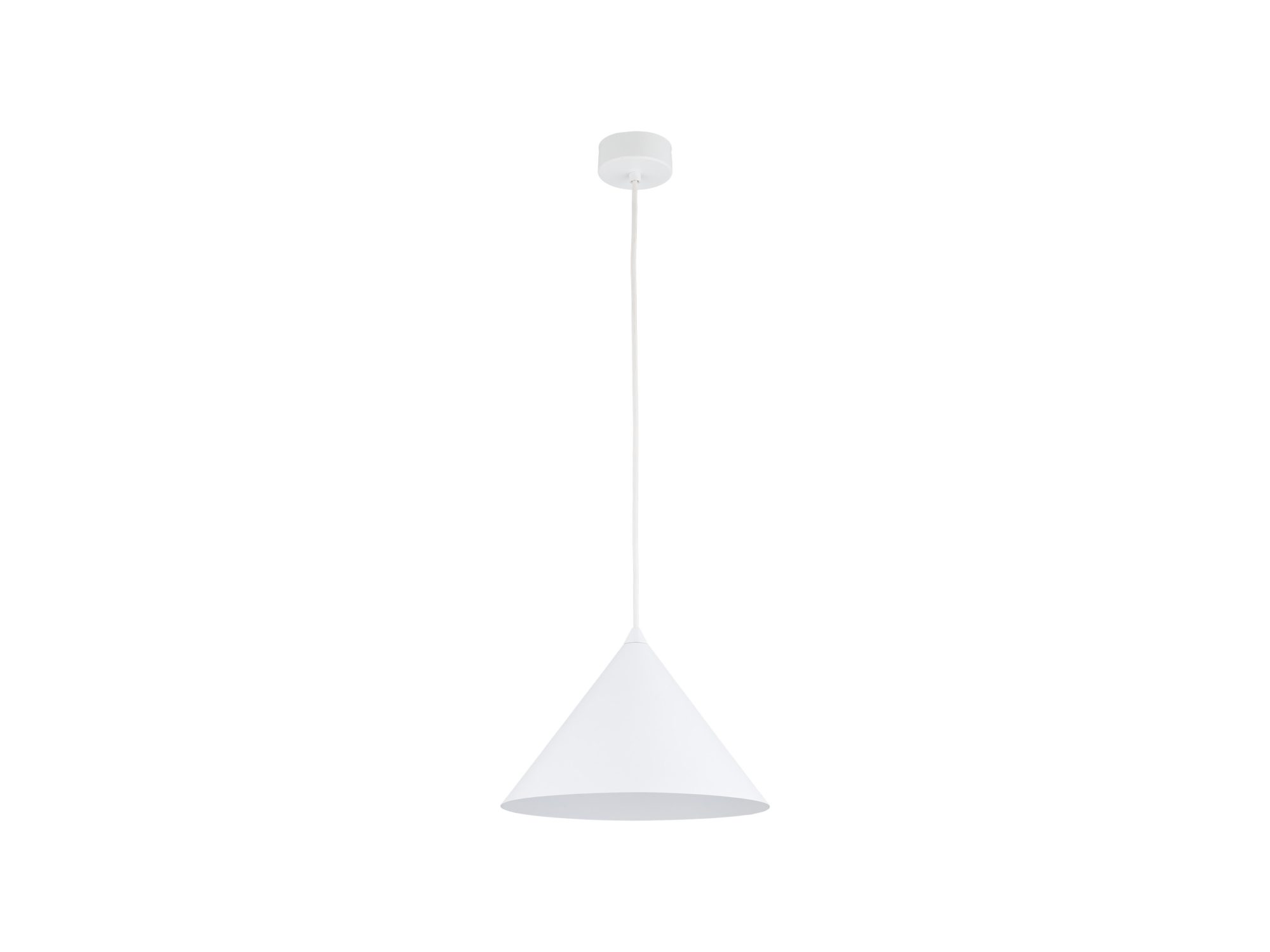 Biała lampa wisząca Cono M z metalowym kloszem