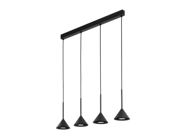 Lampa wisząca Cono Mini 4-punktowa w kolorze czarnym na białym tle