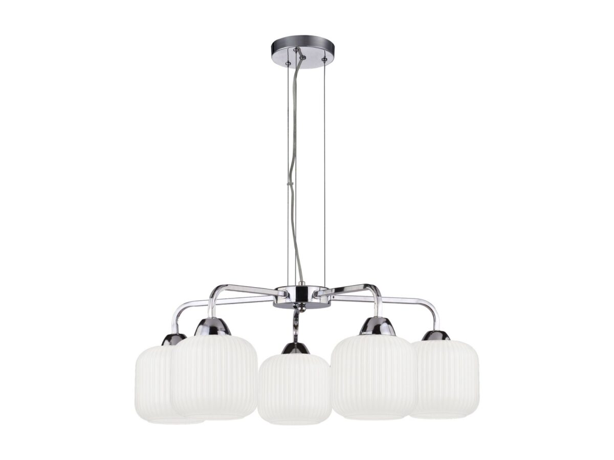 Lampa wisząca Corama 5-punktowa z białymi kloszami