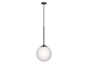 Miniaturka 2 - Czarna lampa wisząca Coraveta 20 cm z białym kloszem kulą na białym tle