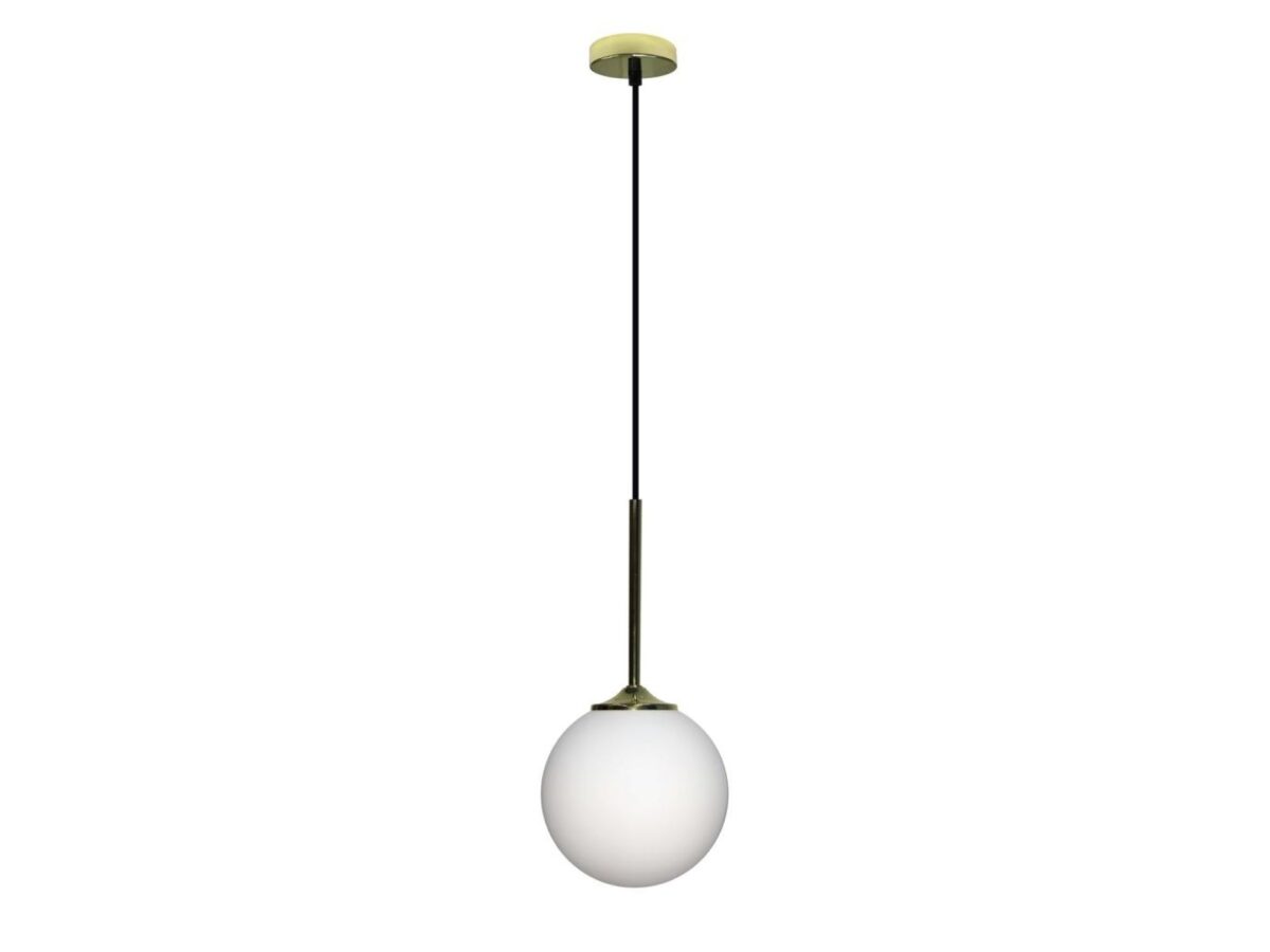 Lampa wisząca Coraveta złota 15 cm z białą kulą