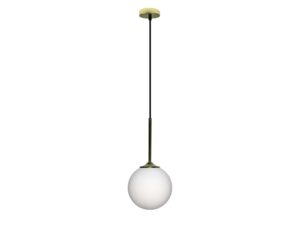 Miniaturka 2 - Lampa wisząca Coraveta złota z białą szklaną kulą 15 cm
