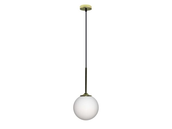 Lampa wisząca Coraveta złota z białą szklaną kulą 15 cm