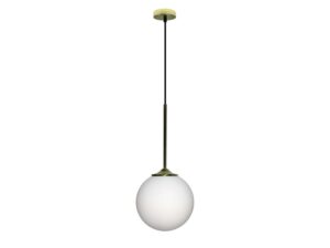 Miniaturka 2 - Lampa wisząca Coraveta złota z białą szklaną kulą 18 cm na białym tle