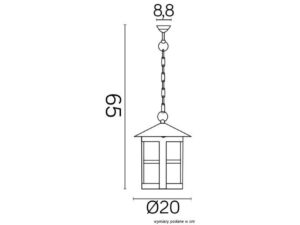 Miniaturka 2 - Lampa wisząca CORDOBA II K 1018/1/TD – rysunek wymiarowy