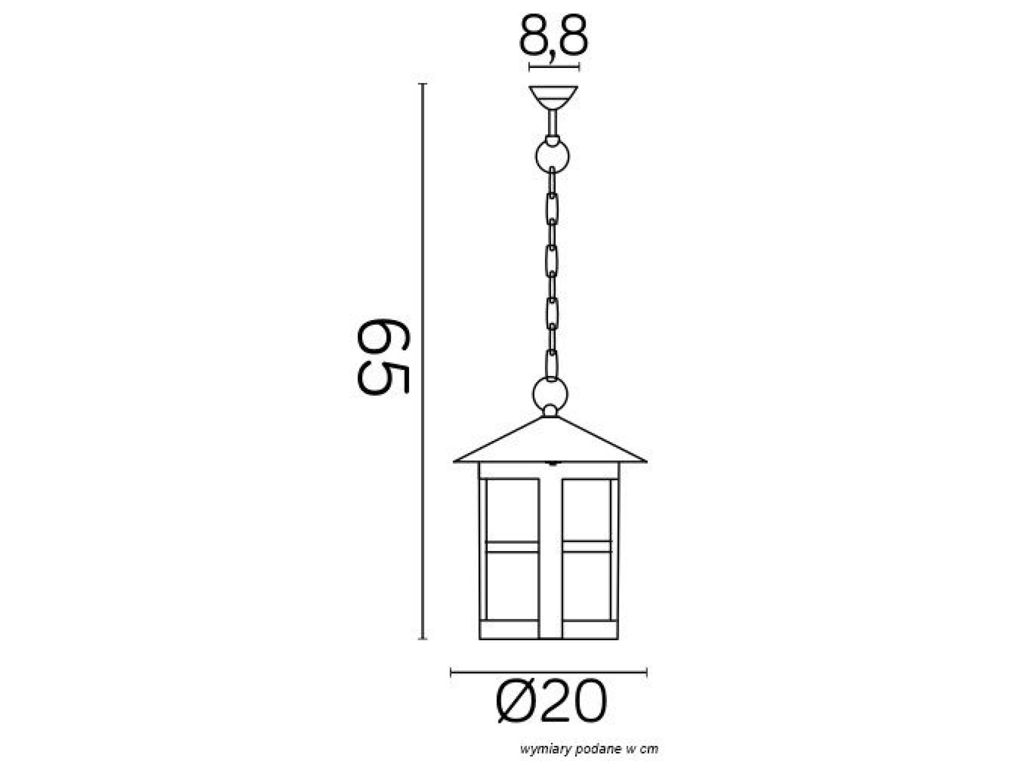 Lampa wisząca CORDOBA II K 1018/1/TD rysunek wymiarowy