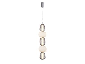 Miniaturka 1 - Chromowana lampa Corenia LED 40 W z pięcioma szklanymi segmentami, packshot