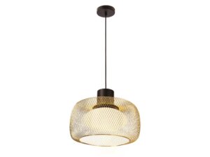 Miniaturka 5 - Lampa wisząca Coretino z ażurową złotą osłoną i białym kloszem