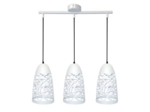 Miniaturka 2 - Lampa wisząca Corileta biała z trzema ażurowymi kloszami i czarnymi przewodami