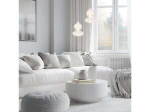 Miniaturka 5 - Biała lampa wisząca Corotino 12 W w jasnym wnętrzu
