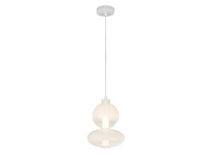 Miniaturka 2 - Biała lampa wisząca Corotino 12 W z jasnym szkłem na białym tle