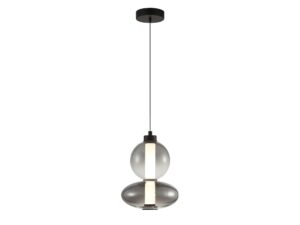Miniaturka 7 - Lampa wisząca Corotino 12 W ze szkłem dymionym i czarnym mocowaniem na białym tle