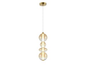 Miniaturka 7 - Bursztynowa lampa wisząca Corotino LED 36 W z czterema szklanymi elementami na białym tle