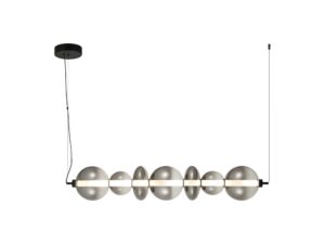 Miniaturka 7 - Pozioma lampa wisząca Corotino 40 W z ciemnym dymionym szkłem na białym tle