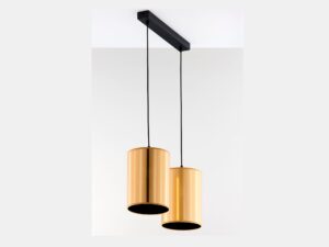 Miniaturka 1 - Lampa wisząca Cortina 2-punktowa w złoto-czarnym wykończeniu na białym tle