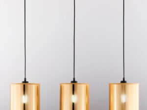 Miniaturka 3 - Lampa wisząca Cortina z trzema szklanymi kloszami – drugie ujęcie