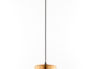Miniaturka 1 - Lampa wisząca Cortina ze złotawym cylindrycznym kloszem i czarną podsufitką