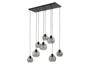 Miniaturka 4 - Lampa wisząca Cubus 8-punktowa z grafitowymi szklanymi kloszami
