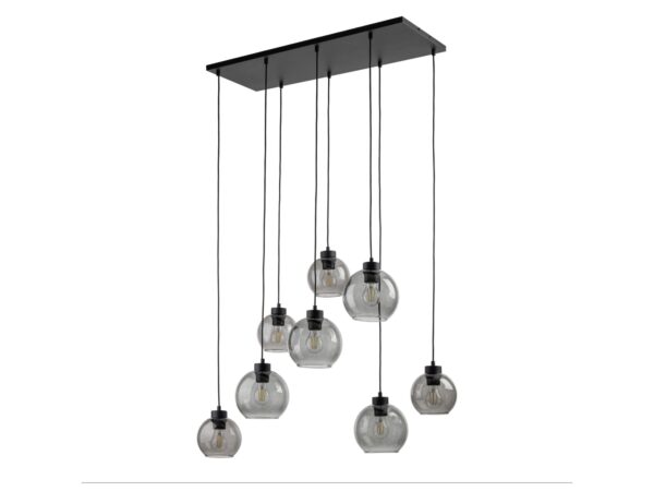 Lampa wisząca Cubus 8-punktowa z grafitowymi szklanymi kloszami
