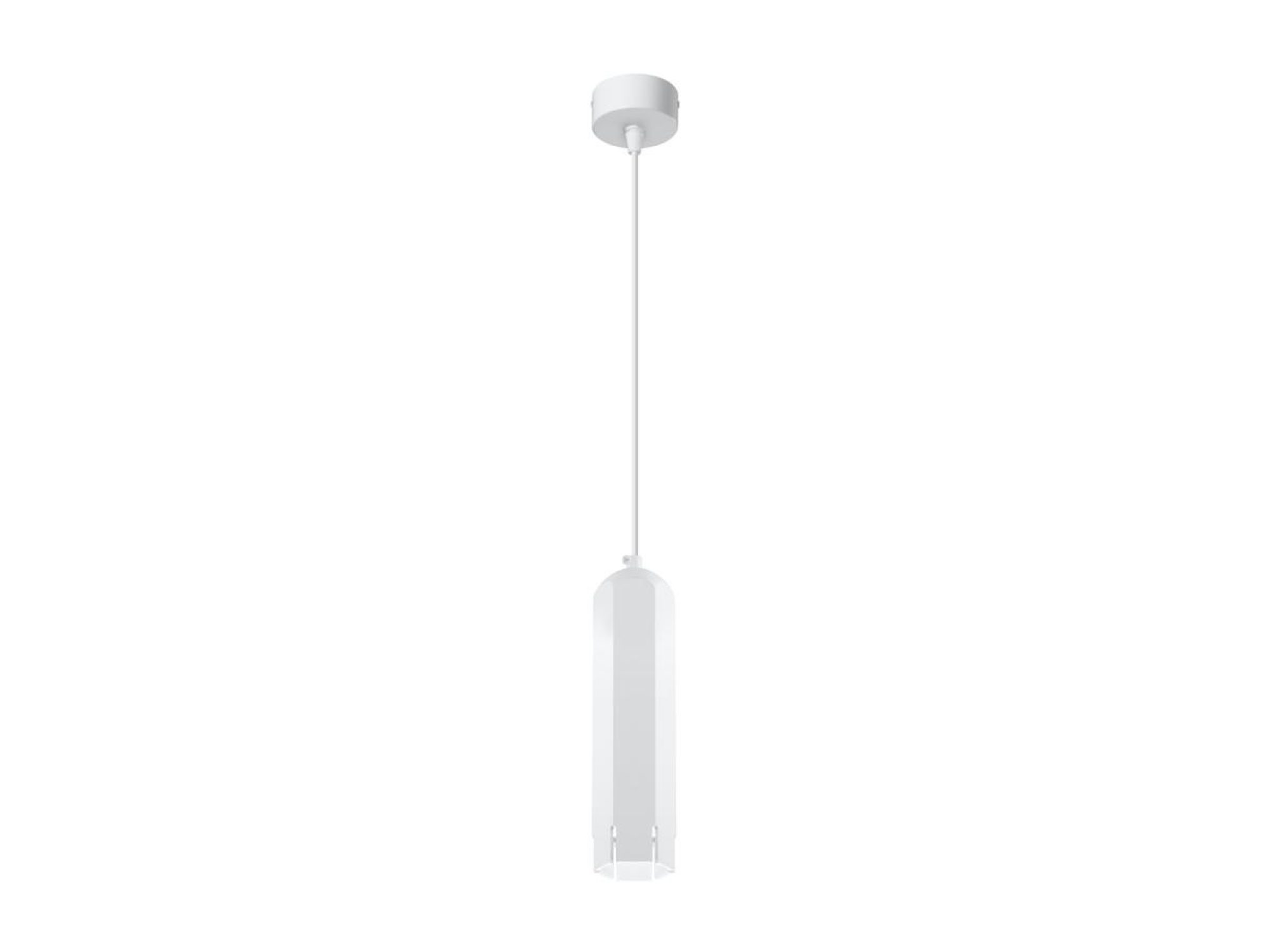 Biała cylindryczna lampa wisząca GU10 o wąskiej oprawie