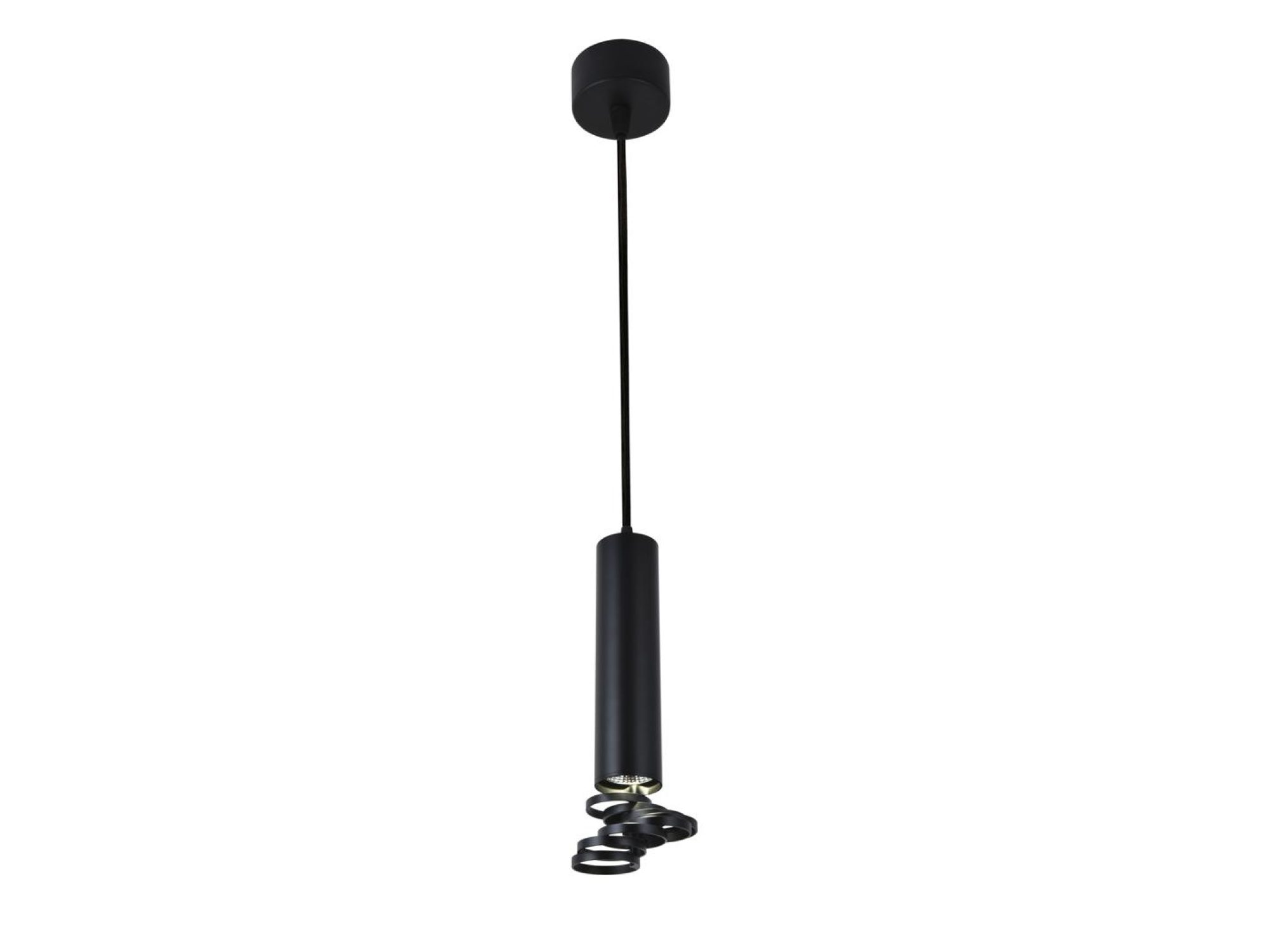 Czarna lampa wisząca cylindryczna GU10 na pojedynczym przewodzie