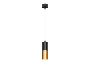 Miniaturka 2 - Czarno-złota lampa wisząca cylindryczna GU10 w smukłej formie